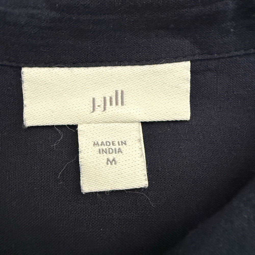 J. Jill Navy Blue Gauze Button Front Duster Maxi Shirt Dress M Coastal Nautical - Picture 8 of 8